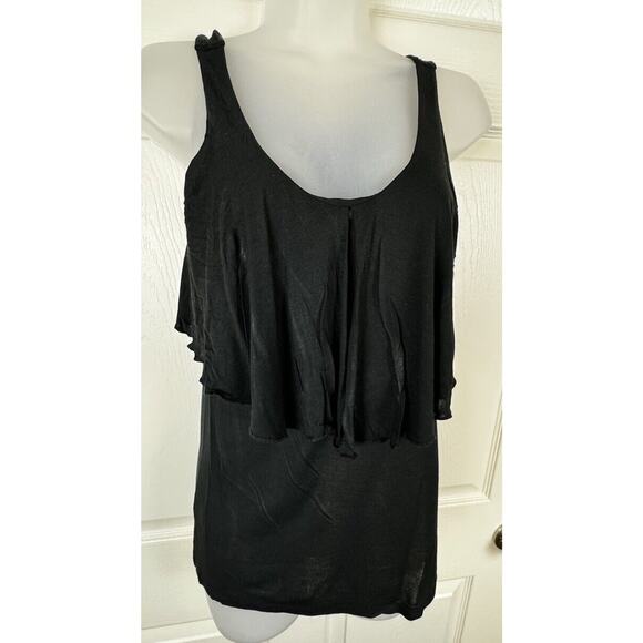 Ann Taylor LOFT Black Ruffle Tank Top coquettish XS , 49-48 - Picture 1 of 15